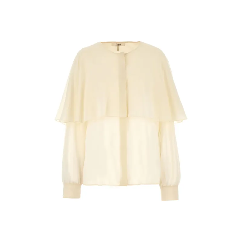 Chloé Crewneck Straight Hem Long Sleeved Shirt-0
