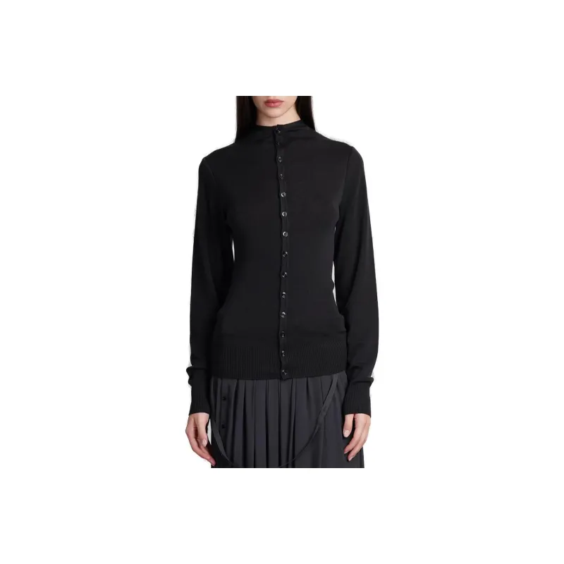 Lemaire Fitted Seamless Cardigan 'Granite Black'-0