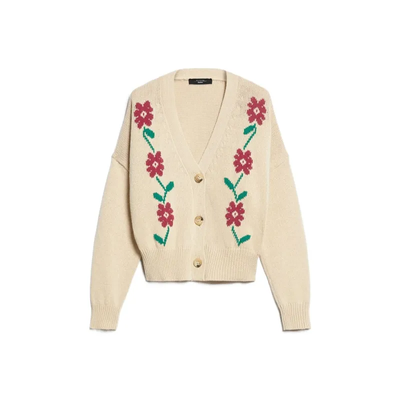 WEEKEND MaxMara Floral Patterned V Neck Cardigan-0