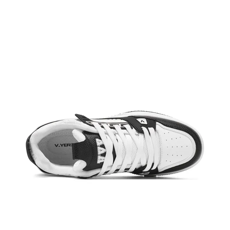 V.YERXU Air Trainer Versatile Casual Black White Anti Slip Wear Resistant Low Top Skateboard Shoes Unisex-3