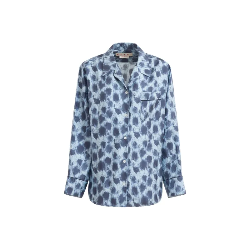 MARNI Animal Printed Straight Hem Shirt-0