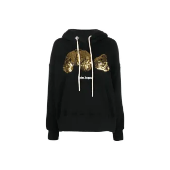 PALM ANGELS Sequined bear Oversized Hoodie