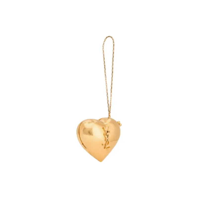 SAINT LAURENT Brass Heart Shaped Evening Bag Handbag Mini Women's Gold-1