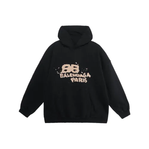 Balenciaga Hand Drawn Bb Icon Large Fit Hoodie Black