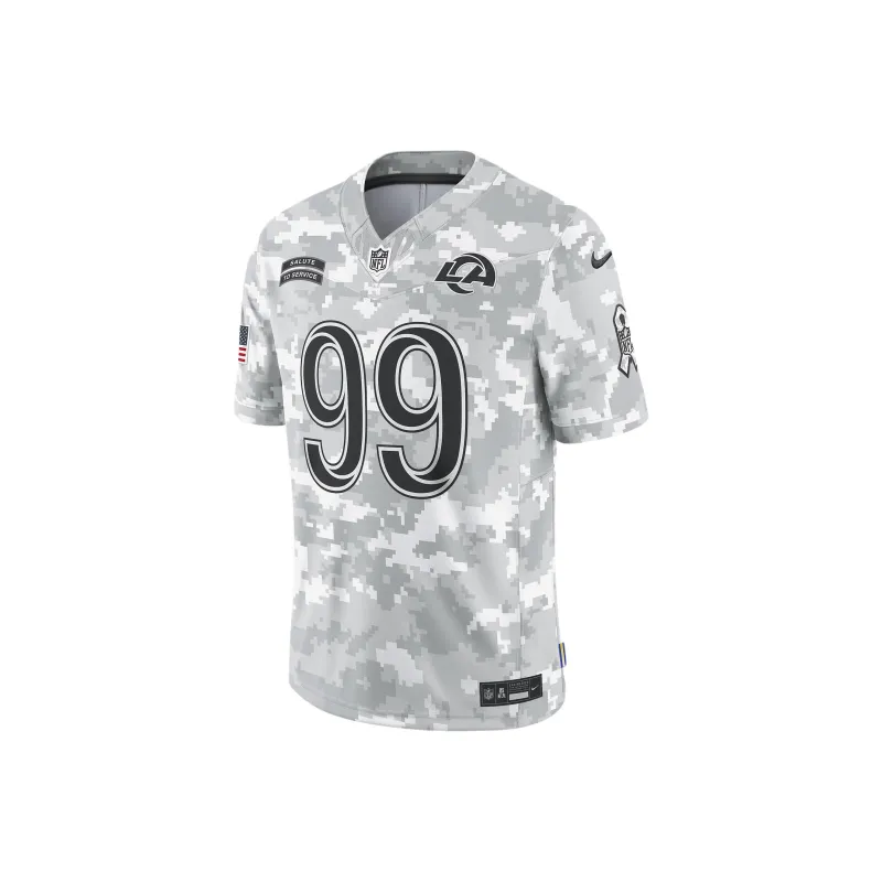 Nike Dri-FitNFL Aaron Donald Los Angeles Rams Salute To Service Rugby Jerseys Men's White-0