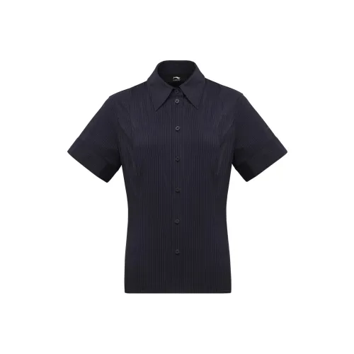 LI NING 1990 Commuter Series Shirts Women's Dark Ship Blue