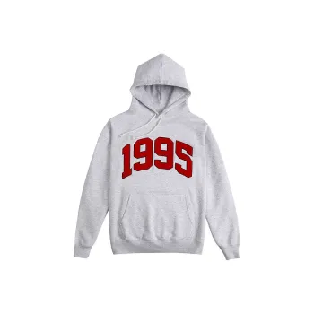 Ahhhing Hooded Loose Fit Sweatshirt Unisex Gray White