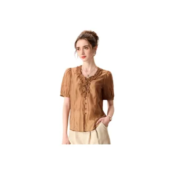 FENHONGMALI Shirt Women's Coffee
