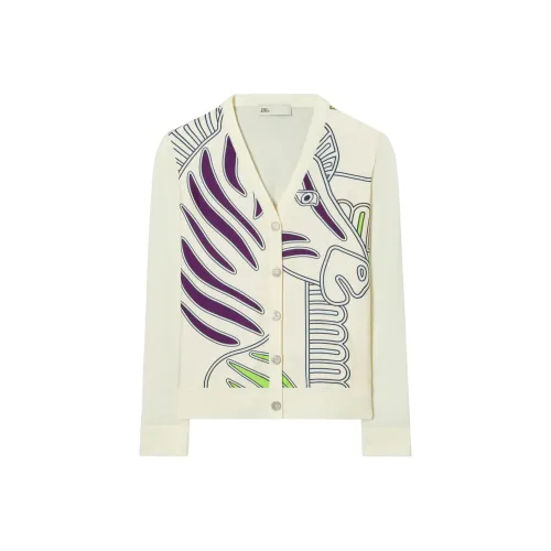 TORY BURCH Zebra Printed V-Neck Cardigan
