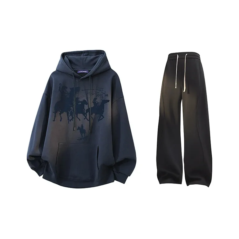FAX FOR FMACM Sweatshirt Set Unisex Black+Black[Pants]-4