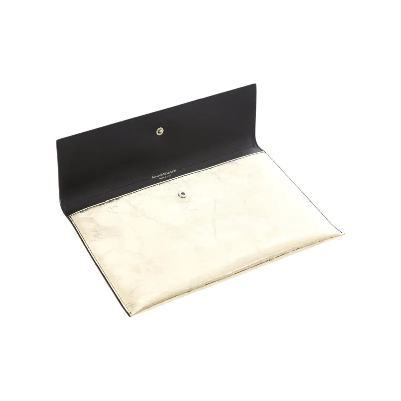 Alexander McQueen Cow Leather Clutch Medium Size Women's Gold-3