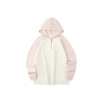 QIAODAN Sweatshirt Women's Cream White/White Peach Pink