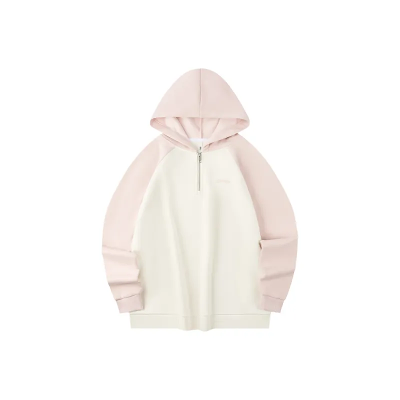 QIAODAN Sweatshirt Women's Cream White/White Peach Pink-0