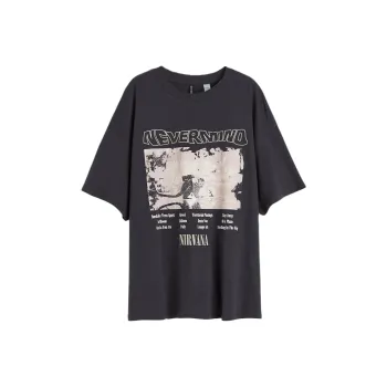 H&M T Shirt Women's Dark Gray/Nirvana