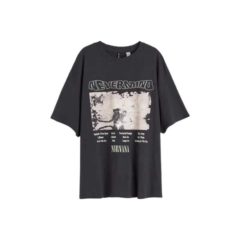 H&M T Shirt Women's Dark Gray/Nirvana-0