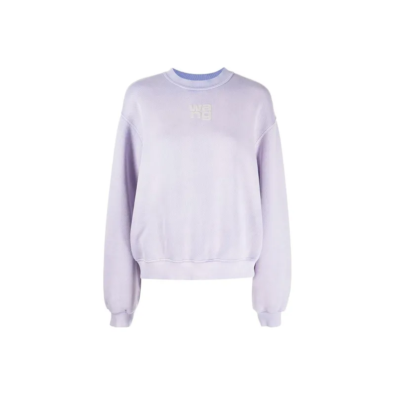 Alexander Wang Essential Terry Puff Paint Crewneck Sweatshirt Easter Egg/Purple-0