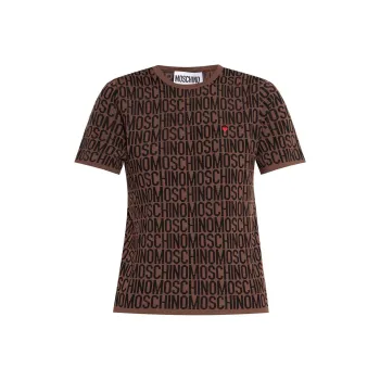 MOSCHINO Monogrammed Short-Sleeve Knit Sweater