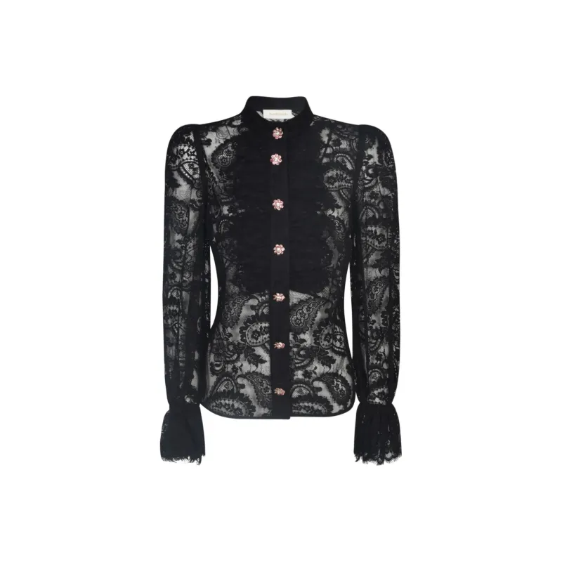 Zimmermann Luminosity Floral-Lace Puffed Blouse-0