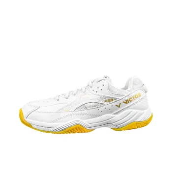 VICTOR Abrasion Resistant Coverage Support Low Top Badminton Shoes Men's White Gold