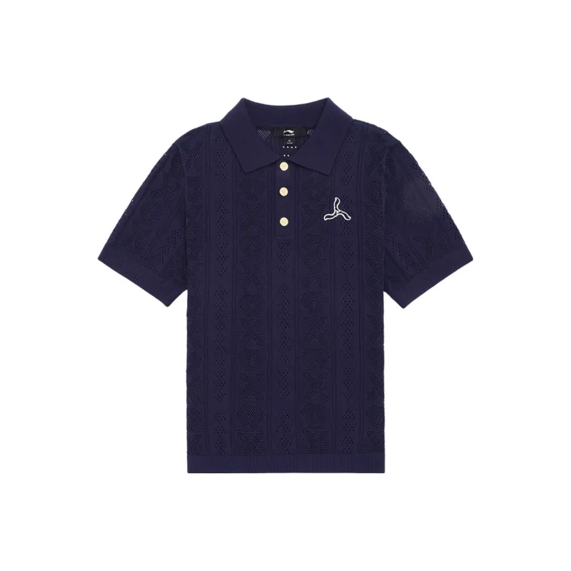 LI-NING 1990 Classic Collection Polo Shirts Women's Dark Ship Blue-0
