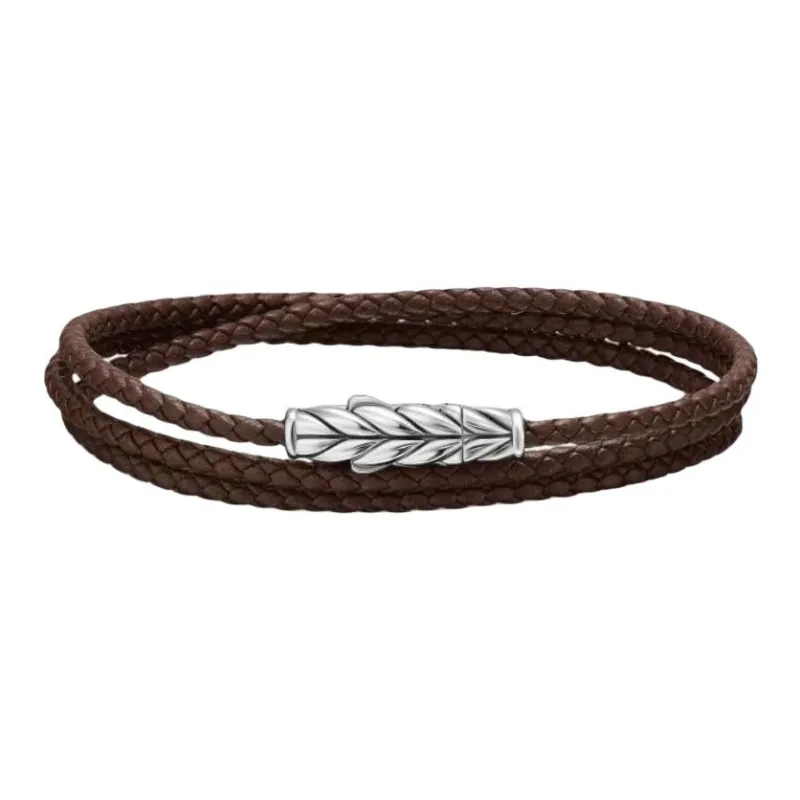 David Yurman Sterling Silver Chevron Triple Bracelet-0