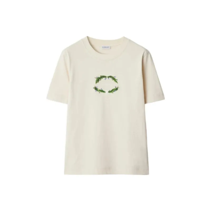 Burberry Logo embroidered Cotton T shirt-0