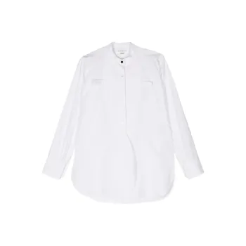 Victoria Beckham Band Collar Curved Hem Shirt