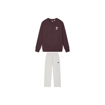 FILA Casual Sportswear Men Clothing Sets Earth Umber Top+Moon Mirage Gray Pants