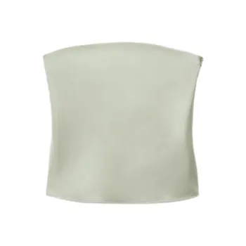 ZARA Strapless Top Women's Gray Green