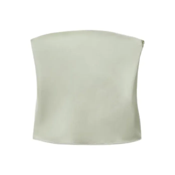 ZARA Strapless Top Women's Gray Green-0