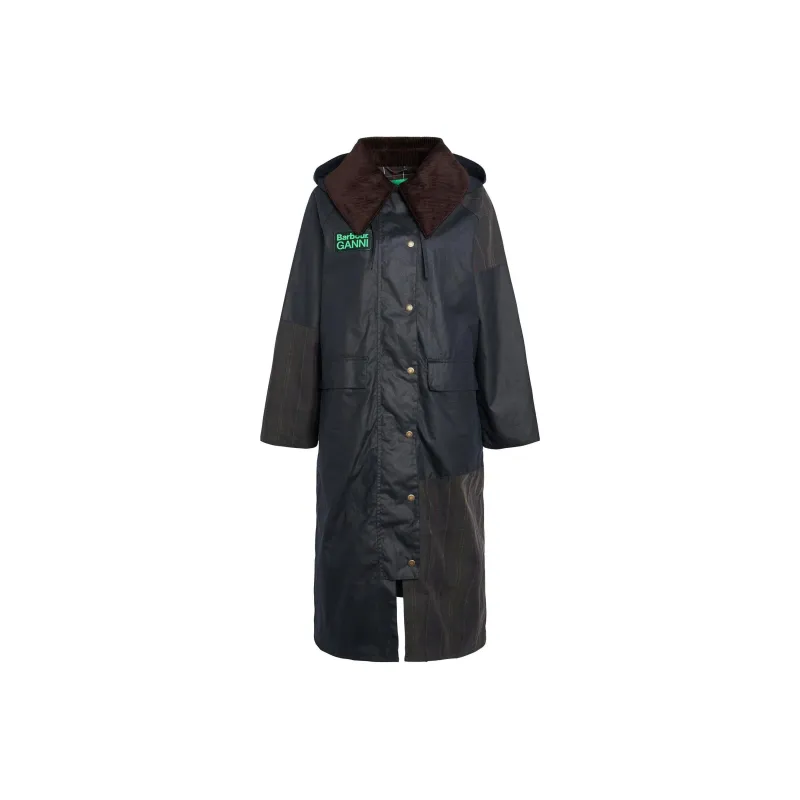 BARBOUR x GANNI Collaboration Burghley Wax Jacket Jackets & Coats Women's Marine Blue-0