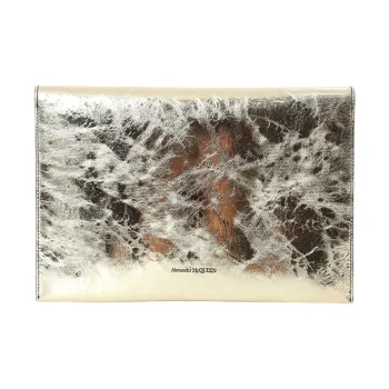 Alexander McQueen Cow Leather Clutch Medium Size Women's Gold