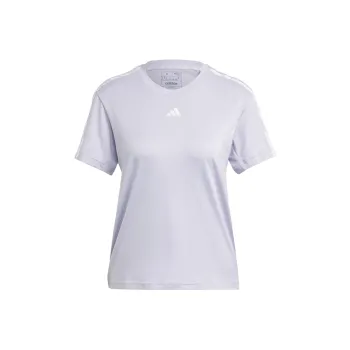 Adidas Women's Aeroready Train Essentials 3 Stripes T Shirt Silver Dawn/White