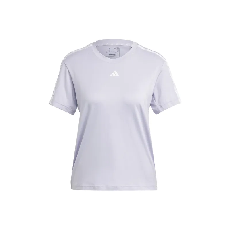 Adidas Women's Aeroready Train Essentials 3 Stripes T Shirt Silver Dawn/White-0