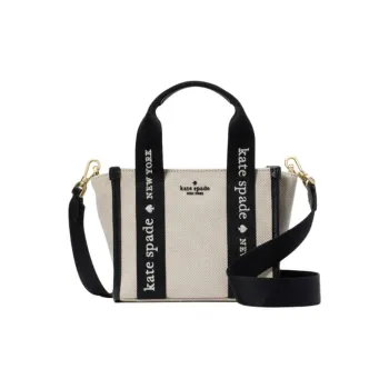Kate Spade Canvas Bag, Tote Bag, Shopping Bag, Shoulder Bag, Handbag Mini Women's Beige & Black
