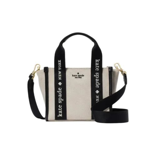 Kate Spade Canvas Bag, Tote Bag, Shopping Bag, Shoulder Bag, Handbag Mini Women's Beige & Black