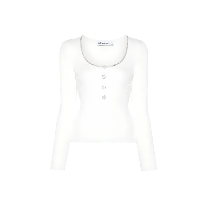 Self portrait Embellished Knitted Top-0