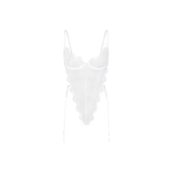 SKIMS LACE UNLINED CROTCHLESS TEDDY Bodysuits Women's SNOW/Snow