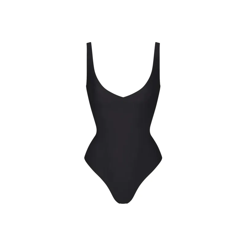 SKIMS BODY UNLINED PLUNGE THONG BODYSUIT Jumpsuit Women's ONYX/Onyx-0