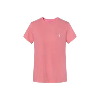 Polo Ralph Lauren Solid Color Logo Embroidered Casual Crew Neck Pullover Short Sleeved T Shirt Women's Pink