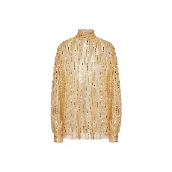 Valentino Tulle Illusione Sequin embroidered Blouse