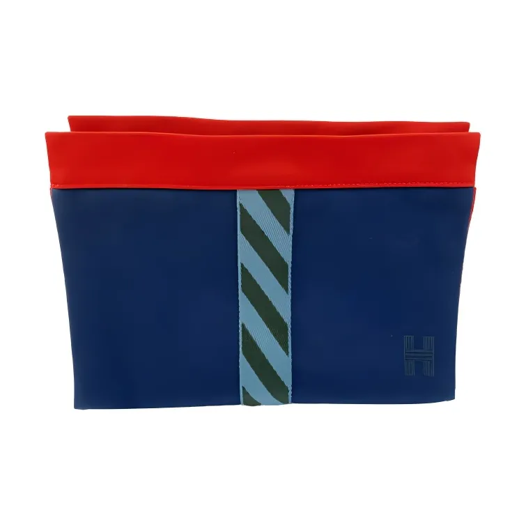 HERMES Canvas Canvas Bag Storage Bag Clutch Toiletry Bag Regular Unisex Red Blue-0