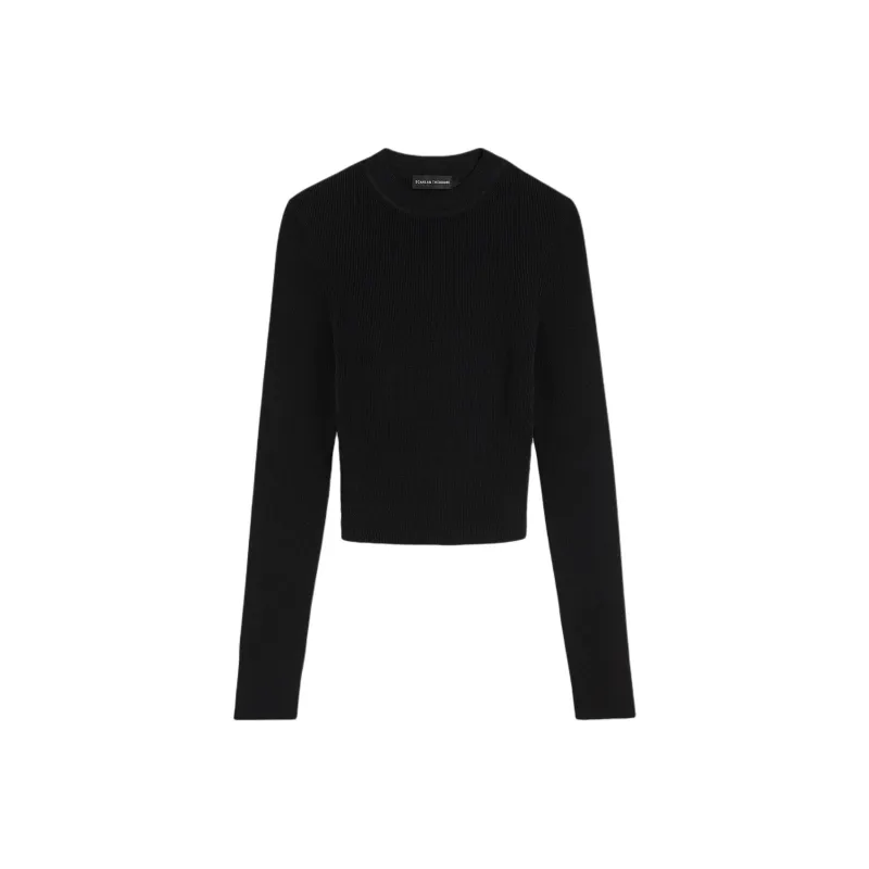 SCANLAN THEODORE Crepe Knit Crew Neck Sweater Knitwear Women's BLACK/Black-0