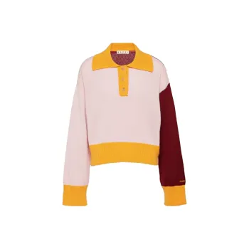 MARNI Colour Block Knitted Polo Shirt