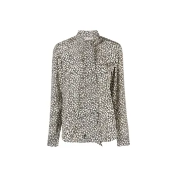 TORY BURCH Ditsy Floral Printed Bow Blouse