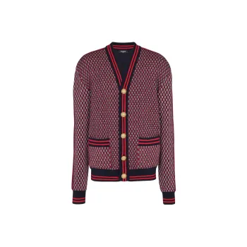 BALMAIN Monogrammed Knitted Cardigan
