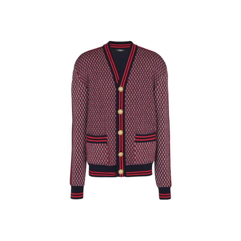 BALMAIN Monogrammed Knitted Cardigan-0