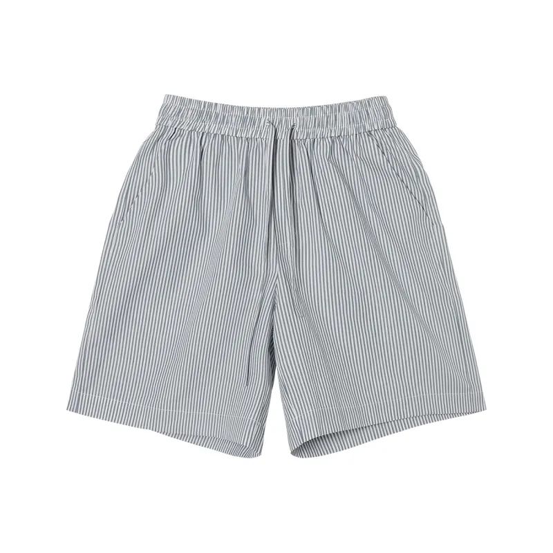 Mmlg Casual Shorts Unisex Gray/Green/White Stripes-0