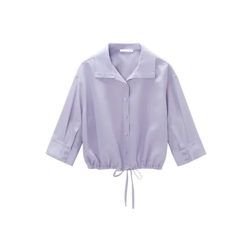OVV Chiffon Shirts Women's Purple Gray Solid Color 16