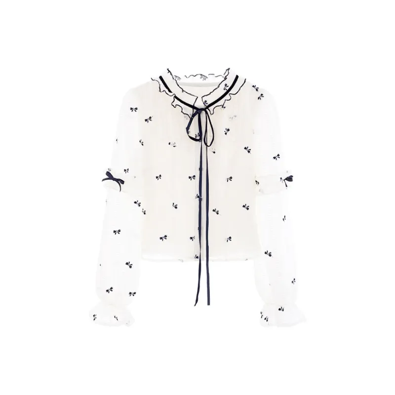 Blovelan Chiffon Shirts Women's Apricot-0